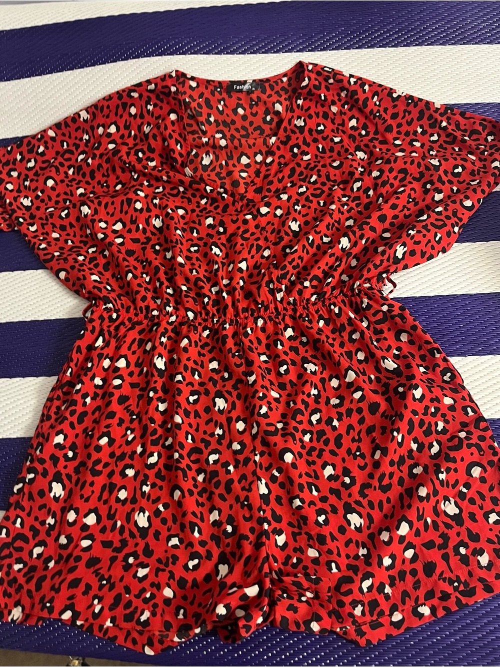 Fashion Nova Red Leopard Print Bodysuit Romper